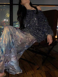 New Chinese-Style V-Necked Squint Sweater Filament Velvet Half Dress Suit Women's Autumn And Winter