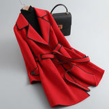 Autumn And Winter New Korean Version Of The Fashion Suit French Style Double Side Of The Coat Of The Coat Of High-End Long Strap Coat