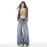 Mali Mary & Vintage | Deconstruct Multi-Pocket Design | Loose-Fitting Wide-Legged Jeans Girl Eichun Pattern