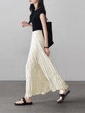 College Windy Wrinkled Big Skirts To The Long Skirts ~ 2025 Spring New Thin 100-Fold A-Word Half-Body Skirt