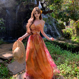 Tyrand Resort Island Wears A Beach Dress Women's Summer Long Atmosphere With A Beautiful Sling Dress With Thin Skinny
