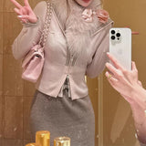 It's Hard Not To Love The Sailor's Collar, The Five-Color Double-Opened Zipper Striped Knitted Top