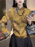 2025 Autumn Dress New Chinese Style Improved Cheongsam Collar Collared Buckle Wtg Lady Gas Tang Dress Small Shirt