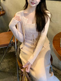 Polaberry Pampering French Knitted Sling Suit Women's Spring And Summer Temperament Dress Open Shirt