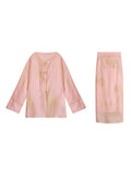 [Longling Powder Dai] Guofeng New Chinese Heavy Industry Gold Line Caught Gold Crayfish Women's Clothing Pink New Chinese Style