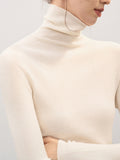 Full Wool Yarn Seamless One High-Collar Slimming Knitted Shirt Woman
