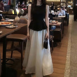 Set Of Female Hepburn Style Temperament Heavy Industry Nail Bead Top Dress Woman 2025 Summer New Small Fragrant Wind Two Sets