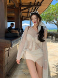 Strict Net Red Split Swimsuit Women's Seaside Vacation Senior Bathing Suit Three-Piece Burqa Fishing Net Want Pure Swimsuit