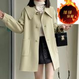 Spring And Autumn Thin 2025 Autumn And Winter New Long Love Buckle Thin Coat Doll Collar This Coat Top Woman