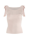 Summer Spicy Girl Ntt Design 100% Sky Silk Care Machine Sweet Bow Top Autumn Womenswear
