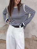 Lyselle Tiansi Bumps Striped Long-Sleeved T-Shirts For Women's Early Autumn Jackets