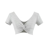 Hottie Sexy V-Neck Umbilly T-Shirt Lady Jazz Dance Sweet Spicy Tight Dance Blouse Short Sleeve T-Shirt