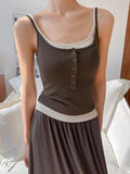 10125# Summer New Pure Desire To Fake Two-Piece Sling Vest Repair Body With Chest Cushions On A Top