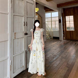 Small Flying Sleeve Square Collar Broken Flower Dress Women's Summer 2025 New Seaside Vacation Tea Break French Temperament Dress
