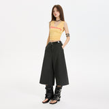 TXJ Black Striped Casual Seven-Point Shorts Women's Summer New High-Waisted Languid Straight Straight Leg Suit Pants