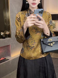 2025 Autumn Dress New Chinese Style Improved Cheongsam Collar Collared Buckle Wtg Lady Gas Tang Dress Small Shirt
