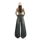 High Street Electric-Shed Water Wash Jeans New Design Three-Dimensional Cutters Loose Broad-Legged Scissors