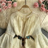 Apricot Sweet Dress Woman 2025 Spring And Autumn New French Style With Small Man Temperament Doll Bottom Skirt