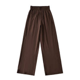 Lulu With The Same Flower Crotch Waist High-Waisted Yoga Pants Casual Loose Thin Slacks Retro Broad Leg Trousers