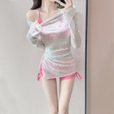 Seaside Vacation Senior Sense Of The Swimsuit Women's Long Sleeve Sunscreen Three-Piece Swimsuit Shirt Sexy Pure Swimsuit