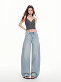 2026 Spring And Summer New Loose Loose Hanging Diamond Hot Sister Scissor Jeans Blue Trousers