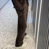 Waffle Knitted Trousers Spring And Autumn New Loose Leisure Lazy Elastic Tight Waist Broad Leg Trousers