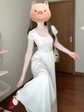 French First Love Pure White Dress 2025 New Summer Small Man Temperament Is Beautiful Waist Dress Square Collar