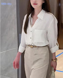 French V-Neck Loose Feeling Long-Sleeved Sunscreen Shirt Women 2026 New Spring And Summer Loose Leisure Lazy Coat Top