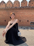 Black Floral Sling Dress Woman Early Spring New French Style Sexy Ass Skirt Dress Skirt