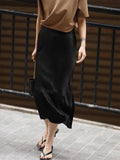 Summer High-Grade Acetic Acid Fascination Skirt Female High-Waist Temperament Half Skirt Open Pussew Skirt Thin Bag Hip Skirt