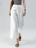 Broad-Legged Trousers Women's Summer Thin White Casual Straight Trousers High Waist Thin Commuting Loose Nine-Point Trousers