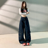 JM2025 New Burst Original Color Trousers Multi-Pocket Loose Jeans Women Show Thin Color Length