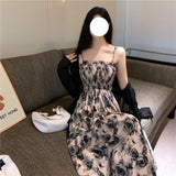 Large-Size French Floral Sling Dress Outside The Hoodie Blouse Hoodie Blouse MM Thin Dress Woman 2025 New Summer Dress
