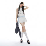 Summer 2026 | White Wave Point French Girl Sweet Sleeveless Hanging Dress