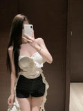 Summer Repair Lotus Leaf Side Wrapped In Pure Desire White Flowers Sleeveless Breasts Women Naked On The Back Of The Coat