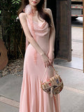 Grass-Wood Onion Cool Dew Back Print Sling Skirt Girl Xia Slime Thin Skirt Romantic Fairy Dress