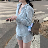 Vertical Pit Pure Linen Lazy Shirt Casual Tied Shirt White Hundredfolded Short Dress Summer