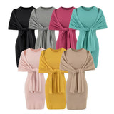 Pure Desire Sister Style High-End Temperament Suit Sleeveless Collar Vest Dress Women's Summer Shawl Dress Two Sets
