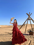 2026 Pure Lust Wind Hanging Neck Showen Line Fairy Dress Woman Seaside Vacation Lotus Leaf Side Sling Temperament Dress