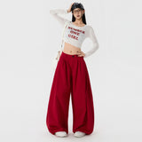 Broad-Legged Casual Trousers Women's Loose 2026 Autumn New Fold Design Pendant Straight Trousers Women