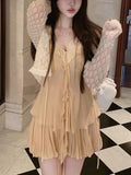 Lace Top Loaf Side Sling Pumpkin Trousers Trousers Knitted Pumpkin Lotus Leafy Woman Summer Thin