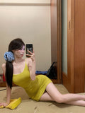 9114 #People Cotton-Buffed Dress Women's Dress Black Sexy Sleeveless Tight Bottom Slings Slings Short Skirts