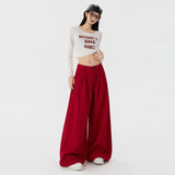 Broad-Legged Casual Trousers Women's Loose 2026 Autumn New Fold Design Pendant Straight Trousers Women