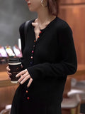 European Goods Heavy Autumn 2025 New Black Knitted Cardigan Long-Sleeved Niche Women's High-End Feel Blouse Tide