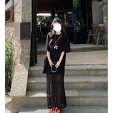 Lace Splicing Fake Two White Short-Sleeved T-Shirt Dress Women's Summer Design Sense Languid Holiday Style Dress