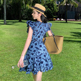 2025 French Niche Design Sense Small Zou Daisiness Flower Hollow Waist Thin Dress Woman