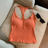 Sweet Babes Hanging Neck-Loose With Chest Cushion Button-Up Sling Vest Female Pure-Want-Style Short-Form Bottoming Top 5 Colors