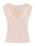 Elegant Girlfriend_Word Of Mouth Silk Silk Elegant Collar Small Flying Sleeve Knitted Top T-Shirt Girl Summer Thin