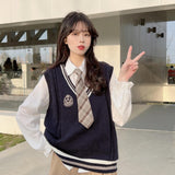 Collider Short-Sleeved Knitted Shirt Sweater Female College Wind Bump Color V Collar Vest Early Autumn Coat New Female Horse Clip