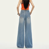 Ice Silk Les Leslery Cotton Cool Jeans Women 2026 Summer Thin Skin Breathable Broad Leg Pants Burst